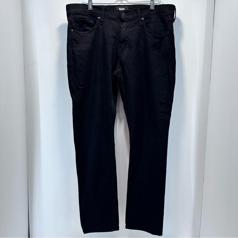 PAIGE Lennox Jeans Mens 36x30 Slim‎ Fit Black Shadow Transcend Denim Made in USA